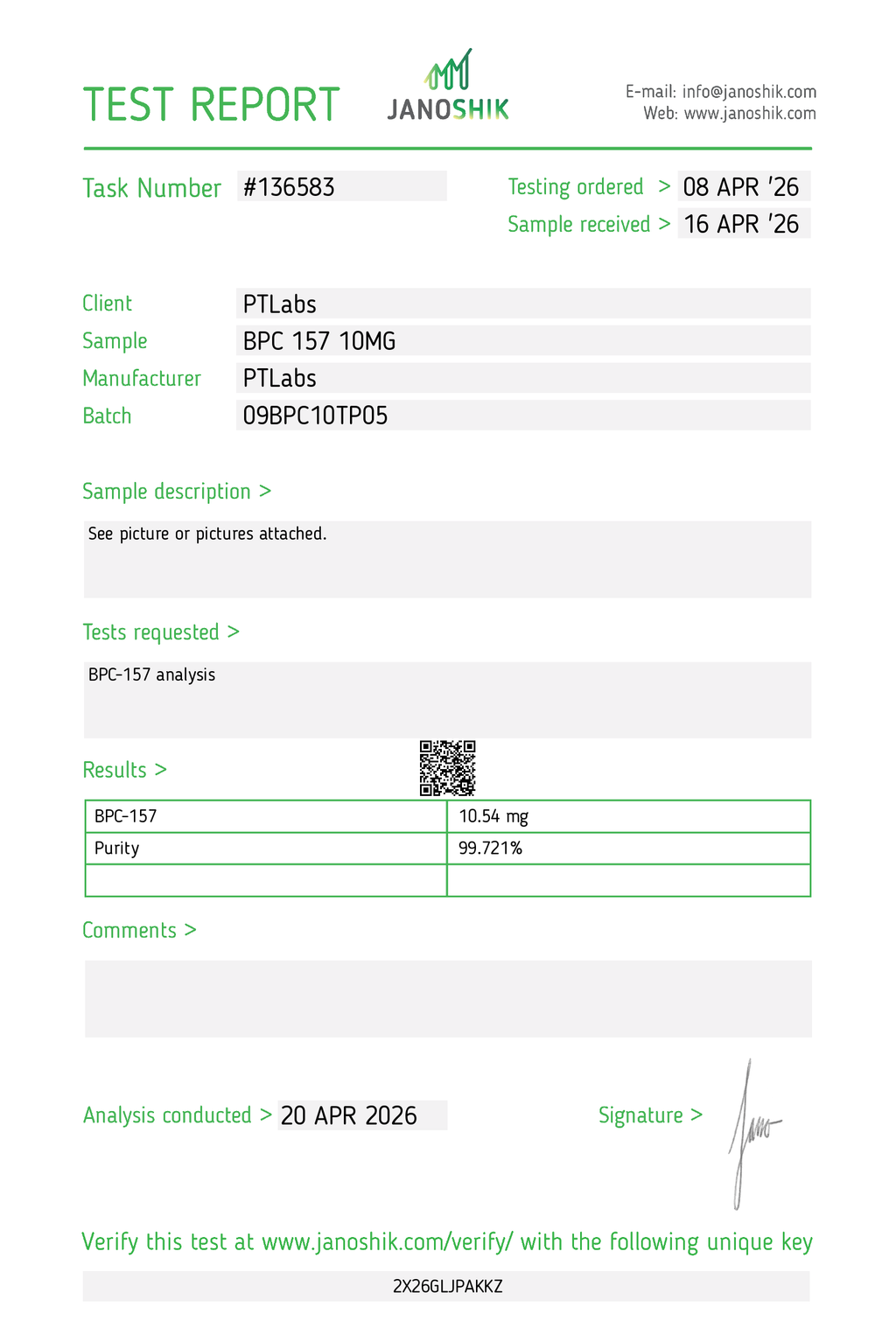 Wolverine 20mg Refill Cartridge | PTLabs Peptides