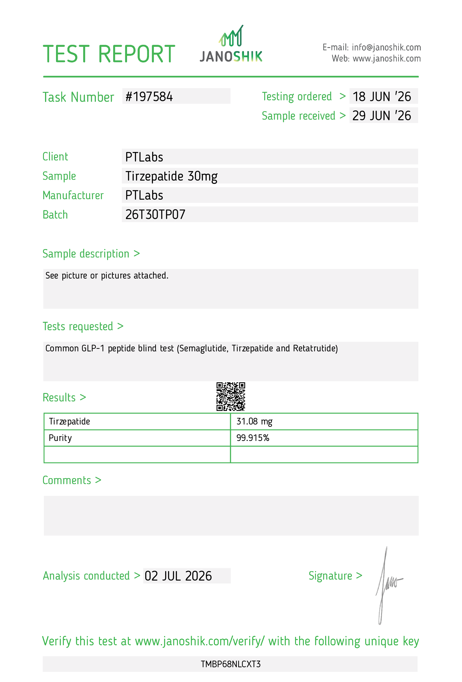 Tirzepatide 30mg | PTLabs Peptides