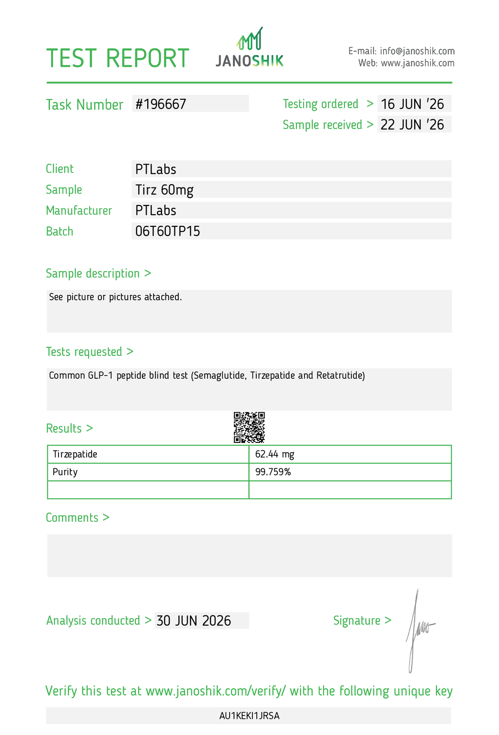 Tirzepatide 60mg Refill Cartridge | PTLabs Peptides