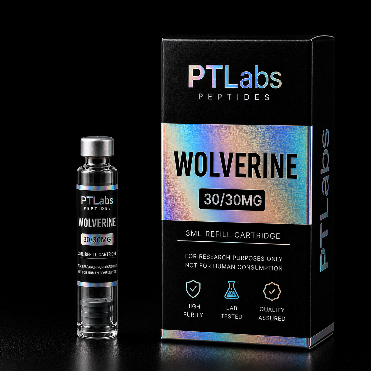 PTLabs Wolverine 60mg 3ml refill cartridge and product packaging